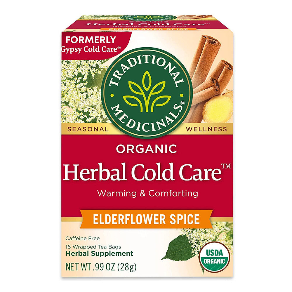 Traditional Medicinals Gypsy Cold Care Elderflower Spice Caffeine Free Wrapped Tea Bags, 16 Ea